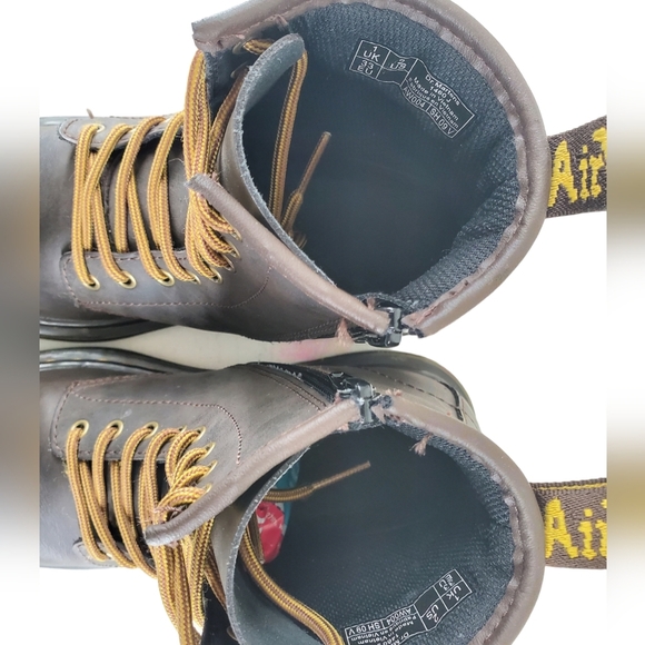 Dr Martens Combat Boots Shoes Girls Junior Sz 2 Brown Leather Softy Lace Up 1460 - Picture 9 of 15